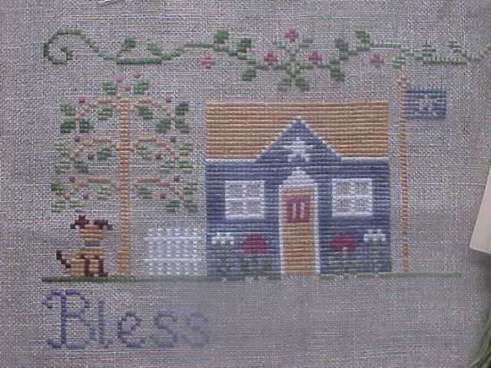 Country Cottage Needleworks Bless Our Home - 28 ct Country French Cafe Mocha linen